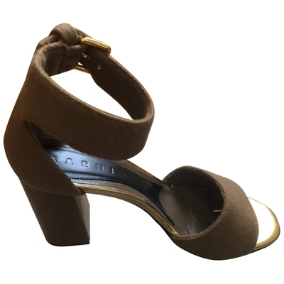 Pre-owned Marni Leather Sandals In Camel