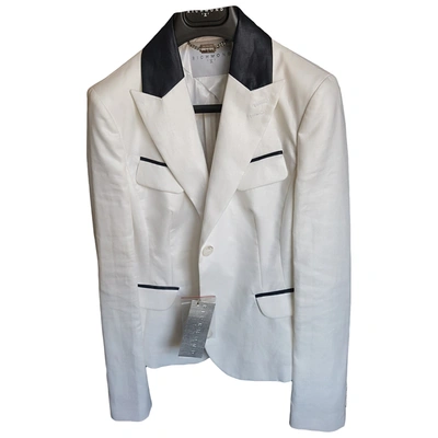 Pre-owned John Richmond Linen Short Waistcoat In White