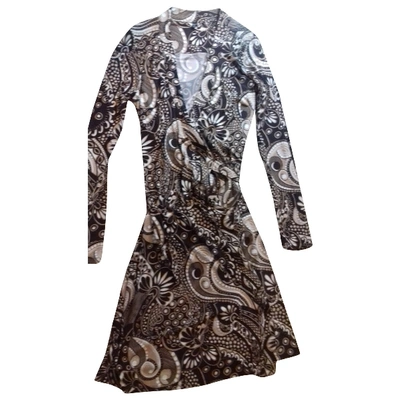 Pre-owned Elie Tahari Silk Mid-length Dress In Brown