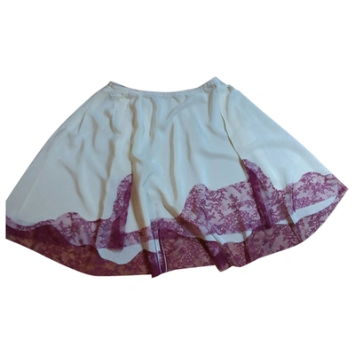 Pre-owned Nina Ricci Silk Mini Skirt In Beige