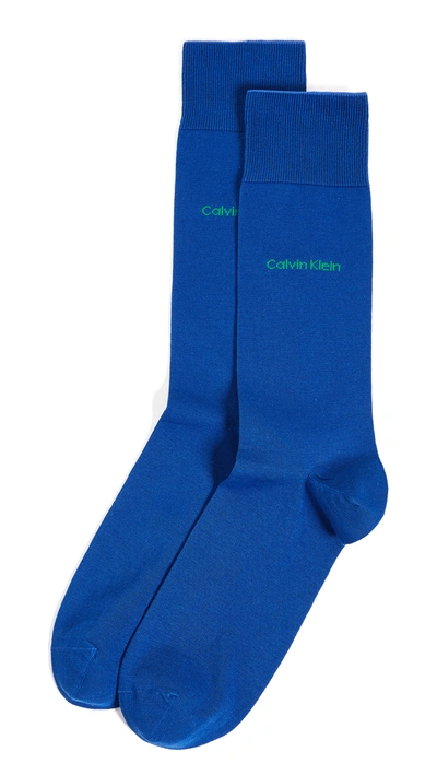 Calvin Klein Underwear Giza Cotton Solid Dress Socks In True Royal