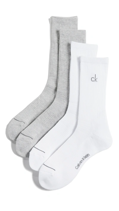 Calvin Klein Underwear 4pk Crew Sport Socks In Grey/white