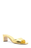 Schutz Women's Queliana Square-toe Metallic Leather Mules In Ouro Gold