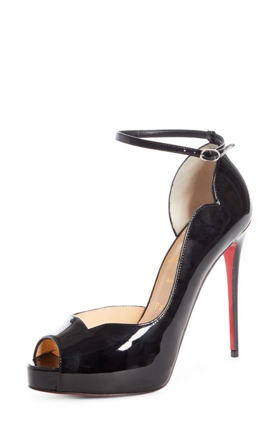 Christian Louboutin Chick Alta Patent Leather Ankle-strap Pumps In Black