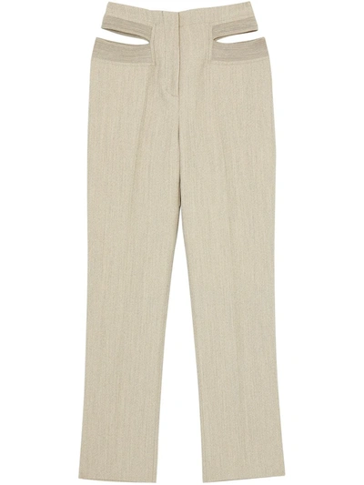 Burberry Cut-out Tailored Trousers In Grey