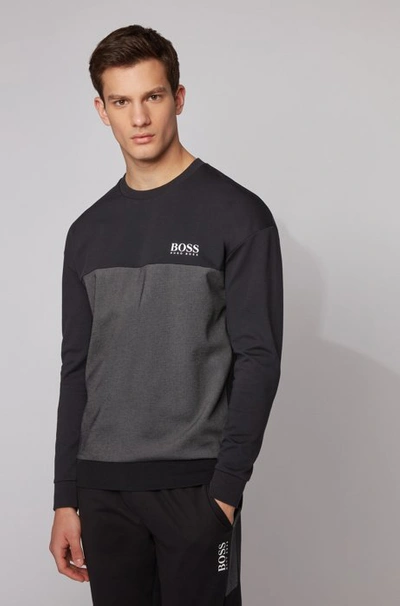 Hugo Boss - Color Block Loungewear Sweatshirt With Heat Seal Logo - Black