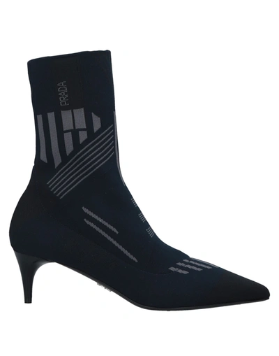 Prada Point-toe Sock Booties In Dark Blue