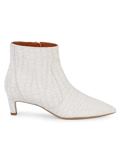 Aquatalia Marilisa Croc-emoossed Leather Booties In White