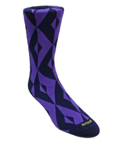 Duchamp London Men's Geometric Design Dress Sock In Purple