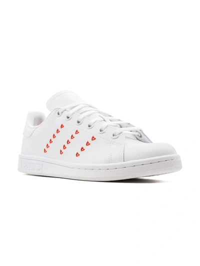 Adidas Originals Kids' Stan Smith Hearts Low Top Sneaker In White/ White/ Lush Red