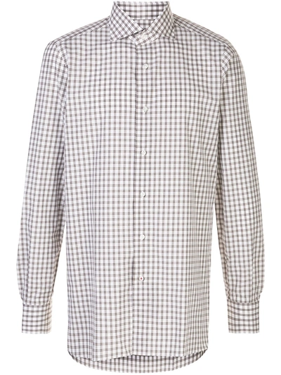 Isaia Stripe Patterned Fano Mix Shirt In White