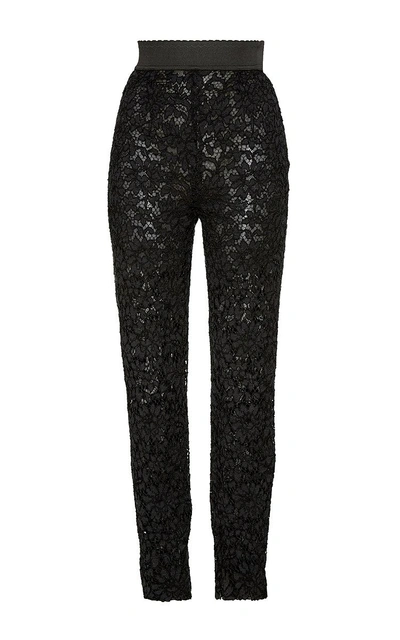 Dolce & Gabbana Black Lace Skinny Tailored Pants