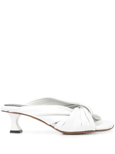 Proenza Schouler Knot Square Toe Slide Sandals In White
