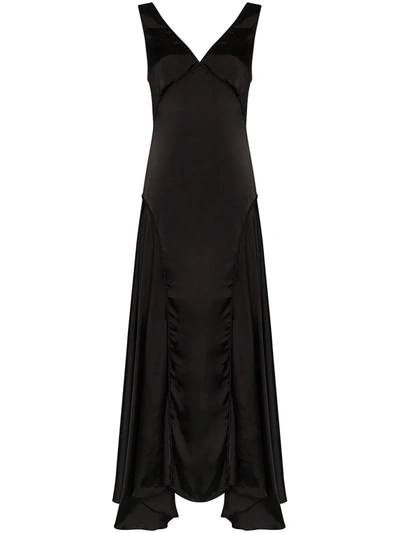 Jil Sander Marigold Piping Detail Sleeveless Gown In Black