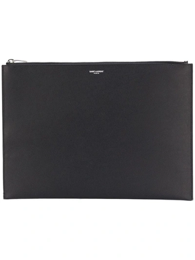 Saint Laurent Leather Tablet Pouch In Black