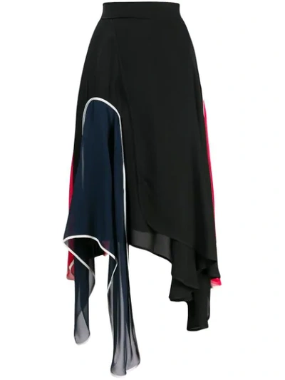 Jw Anderson Multicolored Asymmetric Skirt In Black
