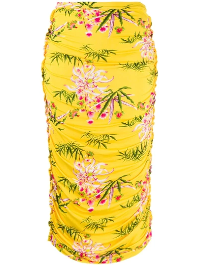 Kenzo Sea Lily Print Skirt In Yellow