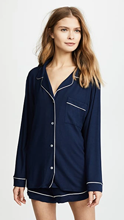 Eberjey Gisele Long-sleeve Short Pajama Set In Blue
