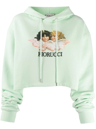 Fiorucci Vintage Angels Crop Hoodie In Green