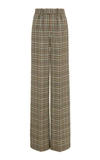 Marc Jacobs Plaid Wool Pleated Flared Trousers