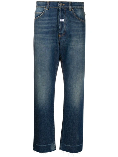 Msgm Wide Cropped Jeans In Blue