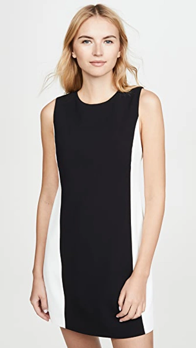 Alice And Olivia Coley Princess-seam A-line Shift Dress In Black Off White