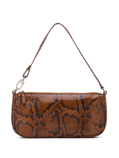 By Far Rachel Snake-effect Leather Shoulder Bag In Brown