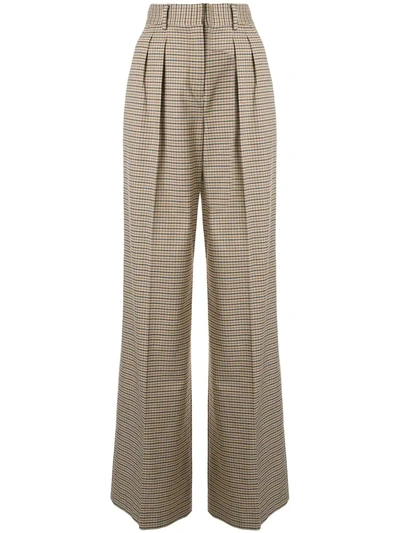 Rebecca Vallance Cocoa High-rise Wide-leg Checked Trousers In Multicolour