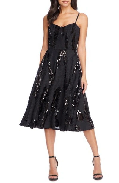 Dress The Population Flora Sequin Fit & Flare Dress In Black