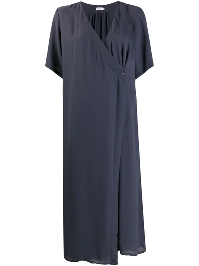 Filippa K Amalia Wrap Midi Dress In Ink Blue