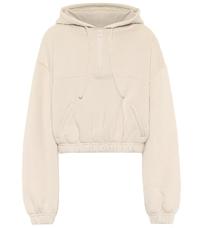 Alo Yoga Stadium Quarter-zip Hooded Sweatshirt In Beige