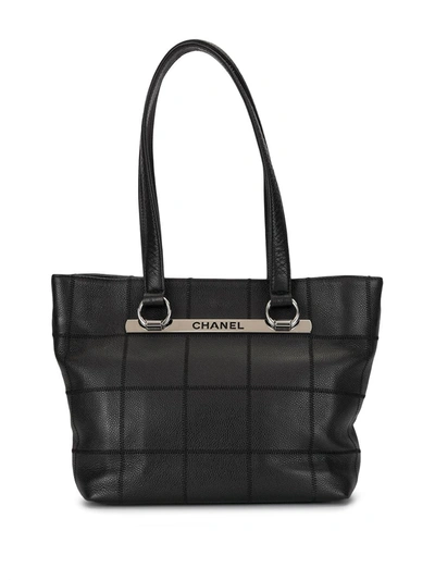 Pre-owned Chanel 2005 Choco Bar Tote Bag In Black