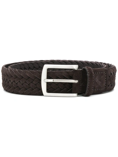 Scarosso Square Buckle Interwoven Belt In Brown