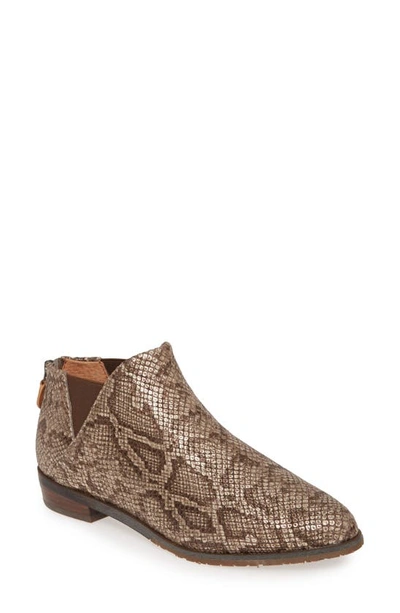 Gentle Souls By Kenneth Cole Neptune Snakeskin Embossed Chelsea Bootie In Antique Gold Leather