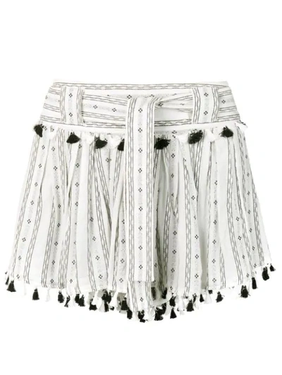 Dodo Bar Or Inga Tasseled Pleated Cotton-jacquard Mini Skirt In White