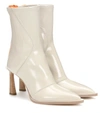Fendi 85mm Faux Patent Leather Ankle Boots In Light Grey