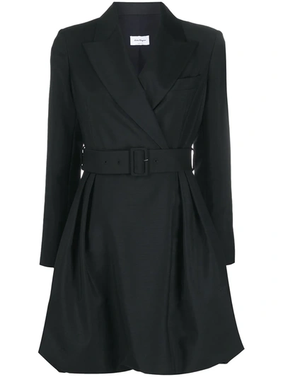 Ferragamo Asymmetric Blazer Dress In Black