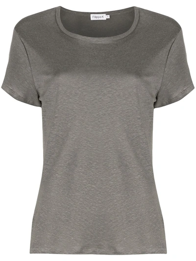 Filippa K Hazel Round Neck T-shirt In Nickel Grey