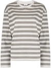 Filippa K Linnett Striped T-shirt In Green Grey,sterling Grey Stripe