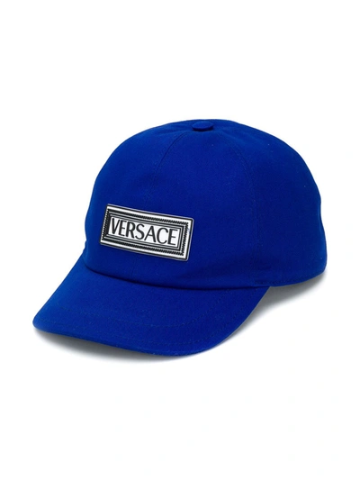 Young Versace Kids' Logo-patch Baseball Cap In Blue