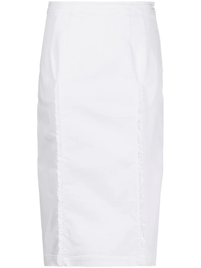 N°21 Pencil Skirt With Ruffles In White