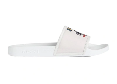 Pre-owned Gucci  Slide Worldwide In White