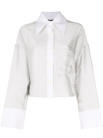 Jejia Horizontal-stripe Cropped Shirt In Silver