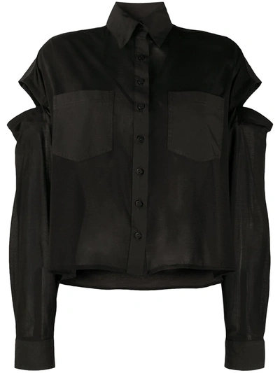 Andrea Ya'aqov Cut-out Long-sleeved Shirt In Black