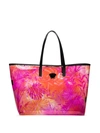 Versace Jungle Print Transparent Tote Bag In Pink