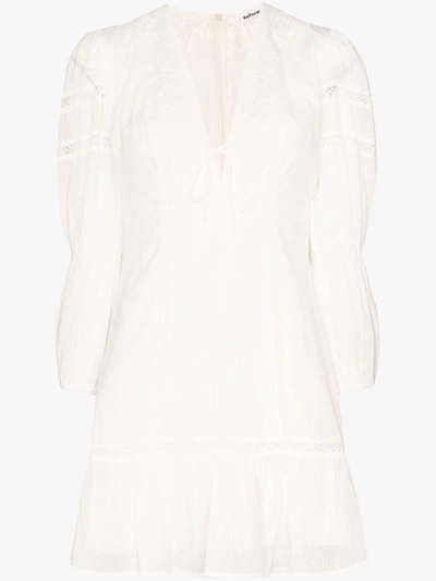 Reformation Cecilie Lace Trim Dress In White