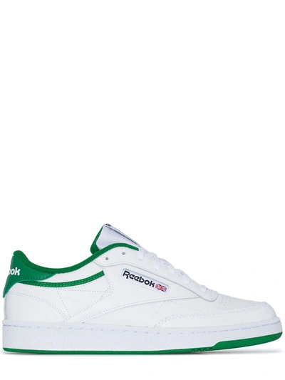 Reebok White And Green Club C 85 Leather Sneakers