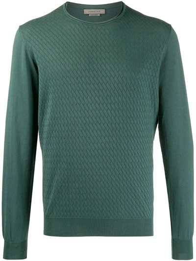 Corneliani Textured Crew Neck Jumper In Green