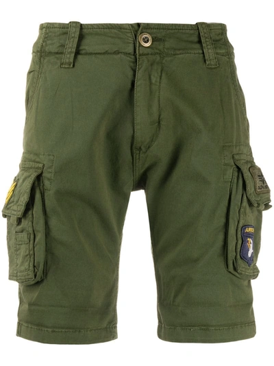 Alpha Industries Logo-embroidered Cargo Shorts In Green