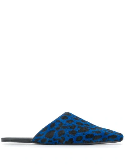 Mm6 Maison Margiela Leopard Print Slippers In Blue
